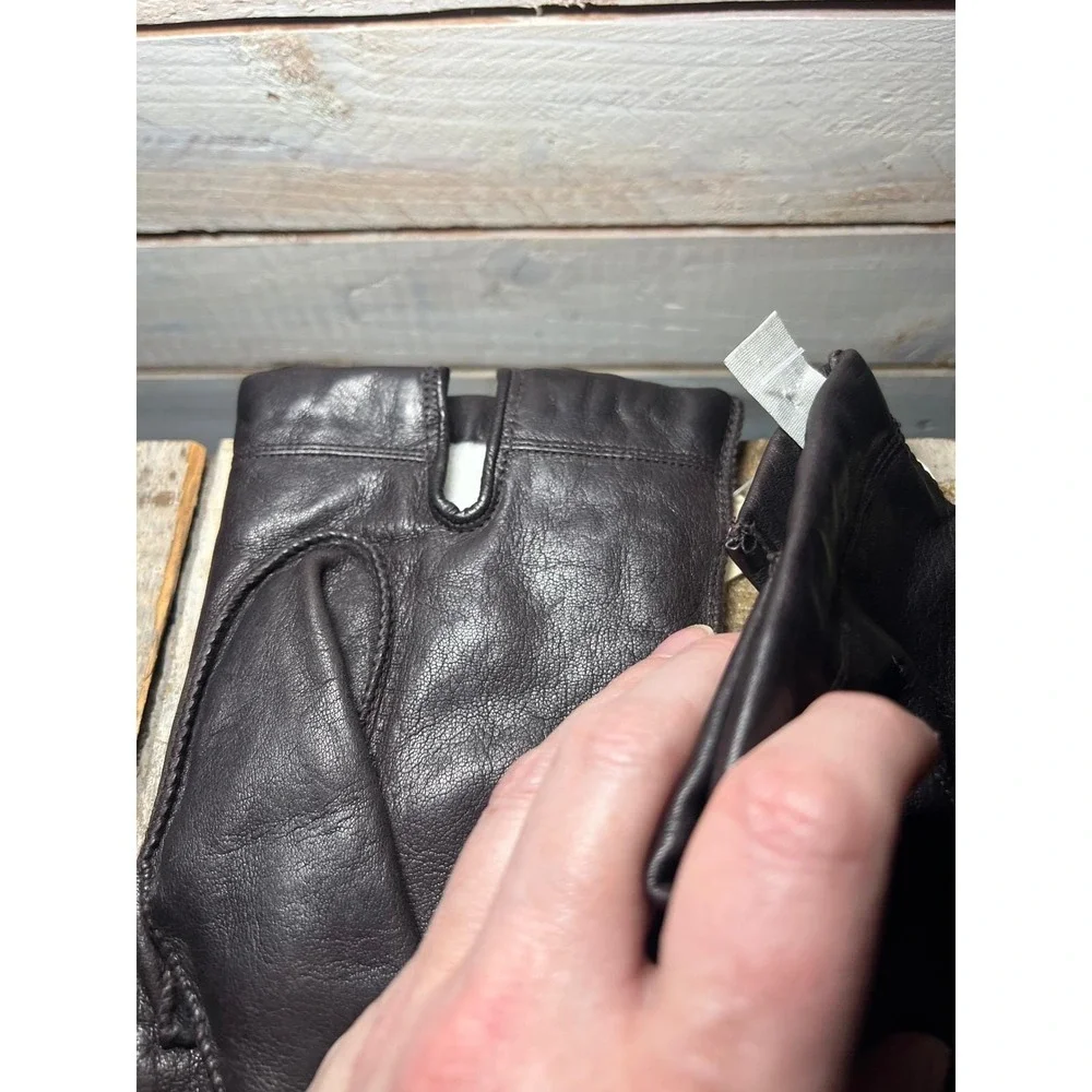 Vintage Kaufmanns‎ Leather Gloves Brown Genuine Leather Lined NOS Size L